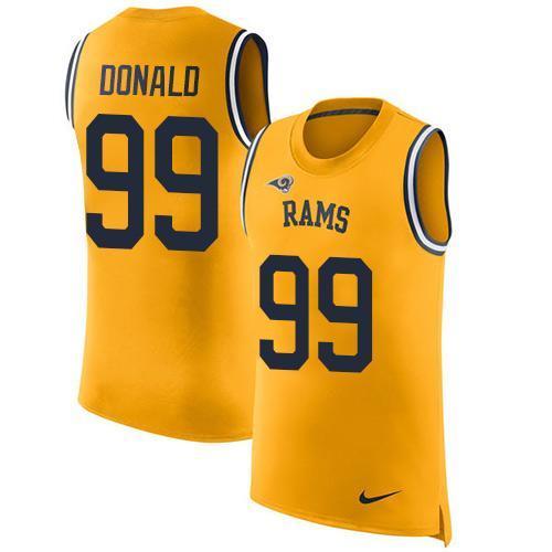 Nike Rams #99 Aaron Donald Gold Stitched NFL Limited Rush Tank Top Jersey
