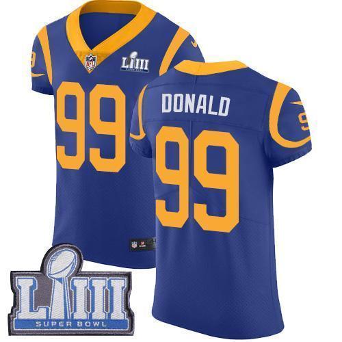 Nike Rams #99 Aaron Donald Royal Blue Alternate Super Bowl LIII Bound Stitched NFL Vapor Untouchable Elite Jersey