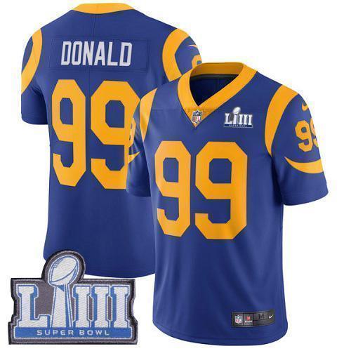 Nike Rams #99 Aaron Donald Royal Blue Alternate Super Bowl LIII Bound Stitched NFL Vapor Untouchable Limited Jersey
