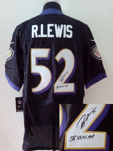Nike Ravens #52 Ray Lewis Black Alternate Stitched NFL Elite Autographed Jersey