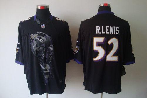 Nike Ravens #52 Ray Lewis Black Alternate Stitched NFL Helmet Tri-Blend Limited Jersey