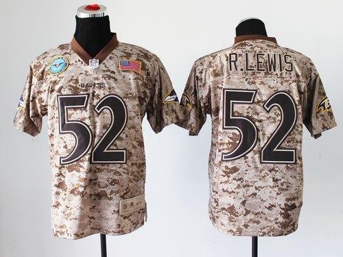 Nike Ravens #52 Ray Lewis Camo Stitched NFL New Elite USMC Jersey