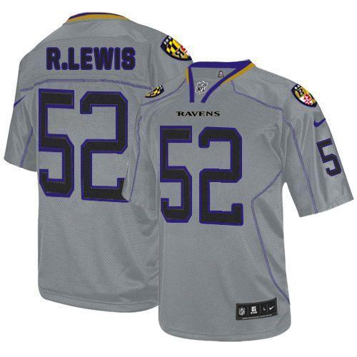 Nike Ravens #52 Ray Lewis Lights Out Grey Stitched NFL Elite Jersey