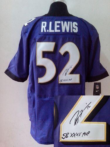 Nike Ravens #52 Ray Lewis Purple Team Color Stitched NFL Elite Autographed Jersey