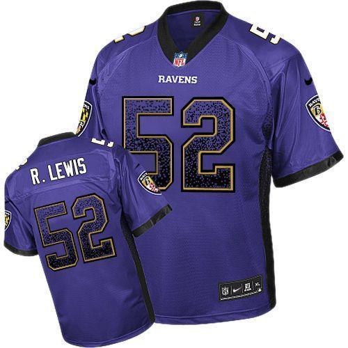 Nike Ravens #52 Ray Lewis Purple Team Color Stitched NFL Elite Drift Fashion Jersey