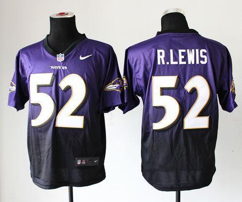 Nike Ravens #52 Ray Lewis Purple/Black Stitched NFL Elite Fadeaway Fashion Jersey