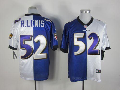 Nike Ravens #52 Ray Lewis Purple/White Stitched NFL Elite Split Jersey