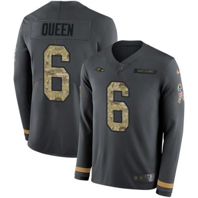 Nike Ravens #6 Patrick Queen Anthracite Salute To Service Stitched NFL Limited Therma Long Sleeve Jersey