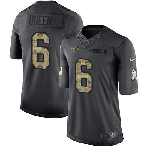 Nike Ravens #6 Patrick Queen Black Stitched NFL Limited 2016 Salute To Service Jersey