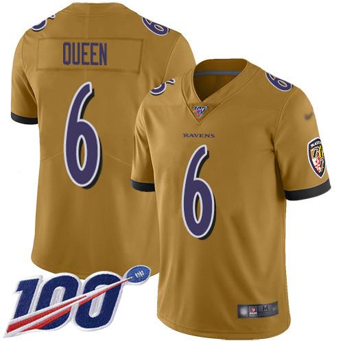 Nike Ravens #6 Patrick Queen Gold Stitched NFL Limited Inverted Legend 100th Season Jersey