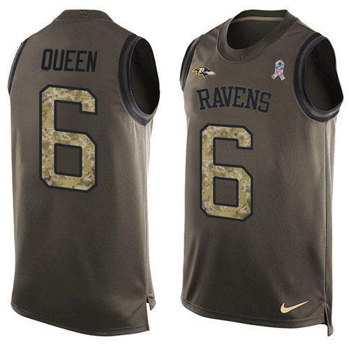 Nike Ravens #6 Patrick Queen Green Stitched NFL Limited Salute To Service Tank Top Jersey