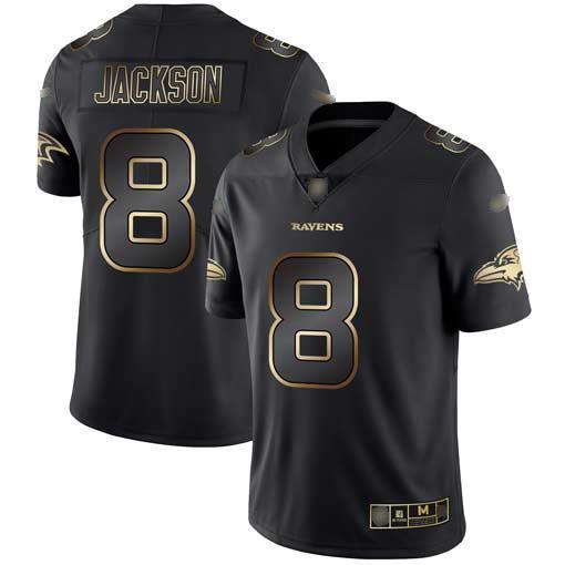 Nike Ravens #8 Lamar Jackson Black/Gold Stitched NFL Vapor Untouchable Limited Jersey