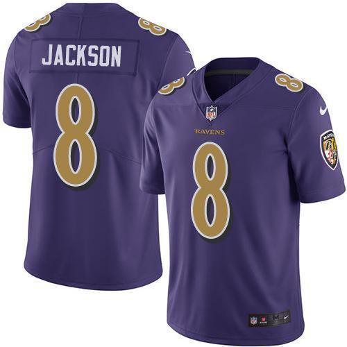 Nike Ravens #8 Lamar Jackson Purple Stitched NFL Limited Rush Jersey