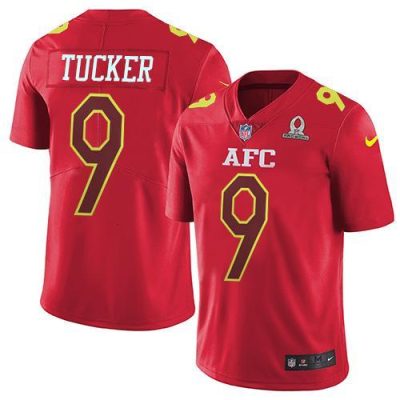 Nike Ravens #9 Justin Tucker Red Stitched NFL Limited AFC 2017 Pro Bowl Jersey