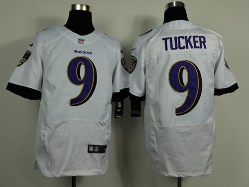 Nike Ravens #9 Justin Tucker White Stitched NFL New Elite Jersey