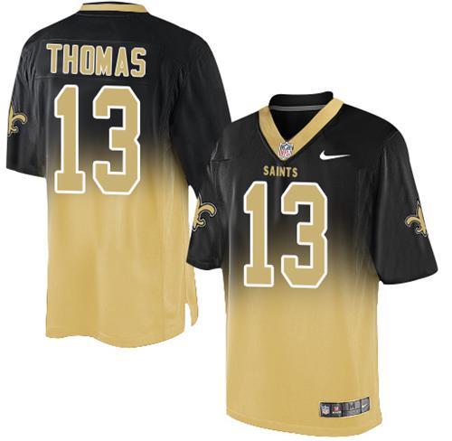Nike Saints #13 Michael Thomas Black/Gold Stitched NFL Elite Fadeaway Fashion Jersey
