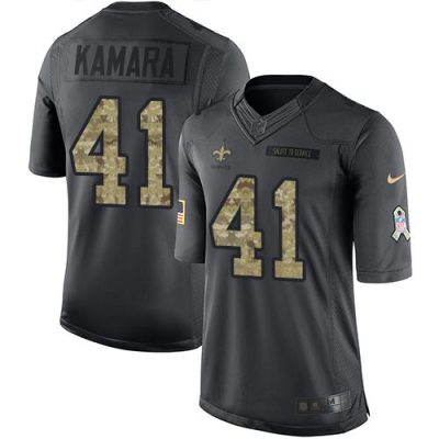 Nike Saints #41 Alvin Kamara Black Stitched NFL Limited 2016 Salute To Service Jersey