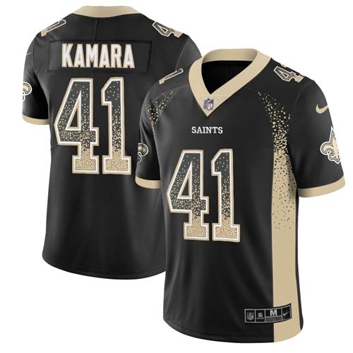 Nike Saints #41 Alvin Kamara Black Team Color Stitched NFL Limited Rush Drift Fashion Jersey