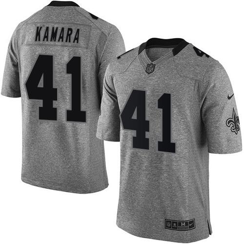 Nike Saints #41 Alvin Kamara Gray Stitched NFL Limited Gridiron Gray Jersey