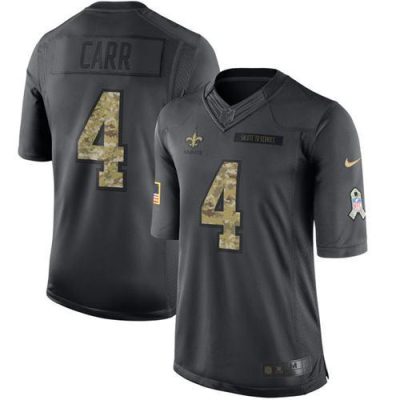 Nike Saints #4 Derek Carr Black Stitched NFL Limited 2016 Salute To Service Jersey