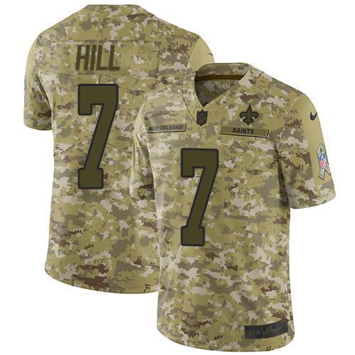 Nike Saints #7 Taysom Hill Camo Stitched NFL Limited 2018 Salute To Service Jersey