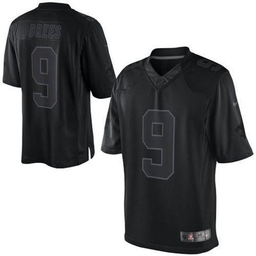 Nike Saints #9 Drew Brees Black Stitched NFL Drenched Limited Jersey