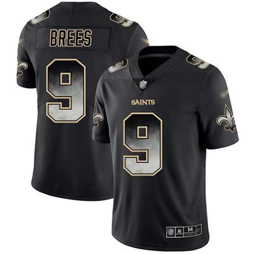 Nike Saints #9 Drew Brees Black Stitched NFL Vapor Untouchable Limited Smoke Fashion Jersey