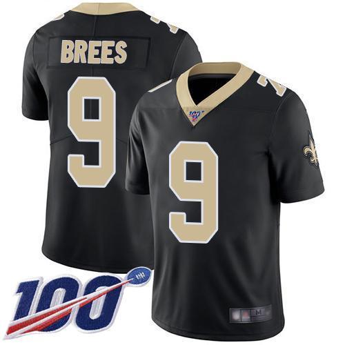 Nike Saints #9 Drew Brees Black Team Color Stitched NFL 100th Season Vapor Limited Jersey