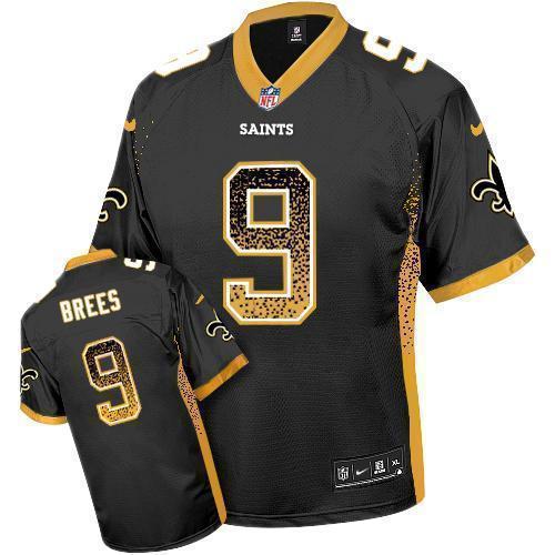 Nike Saints #9 Drew Brees Black Team Color Stitched NFL Elite Drift Fashion Jersey