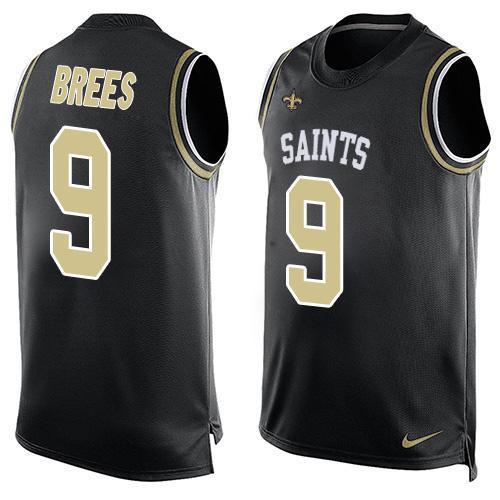 Nike Saints #9 Drew Brees Black Team Color Stitched NFL Limited Tank Top Jersey