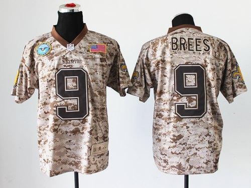 Nike Saints #9 Drew Brees Camo Stitched NFL New Elite USMC Jersey