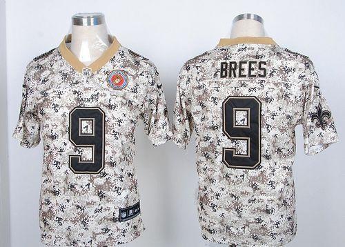 Nike Saints #9 Drew Brees Camo USMC Stitched NFL Elite Jersey