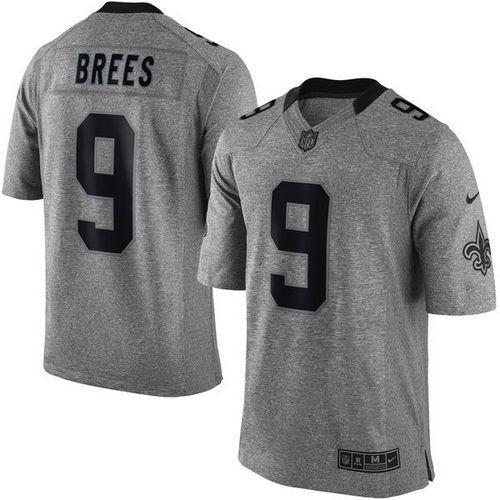 Nike Saints #9 Drew Brees Gray Stitched NFL Limited Gridiron Gray Jersey