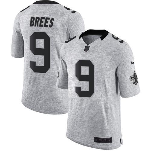 Nike Saints #9 Drew Brees Gray Stitched NFL Limited Gridiron Gray II Jersey