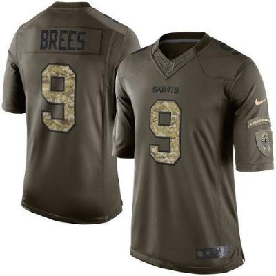 Nike Saints #9 Drew Brees Green Stitched NFL Limited 2015 Salute To Service Jersey