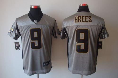 Nike Saints #9 Drew Brees Grey Shadow Stitched NFL Elite Jersey