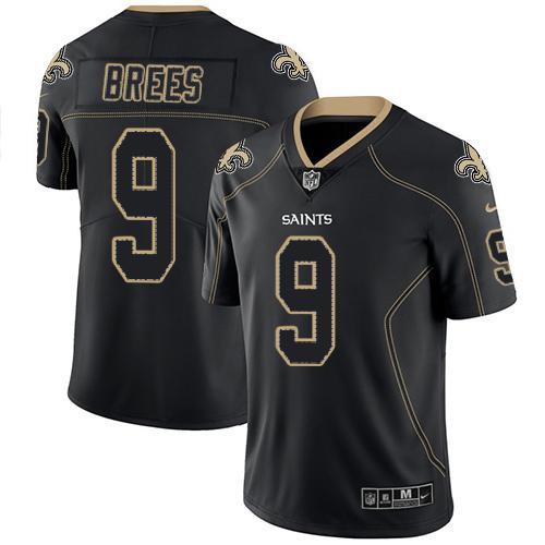 Nike Saints #9 Drew Brees Lights Out Black Stitched NFL Limited Rush Jersey