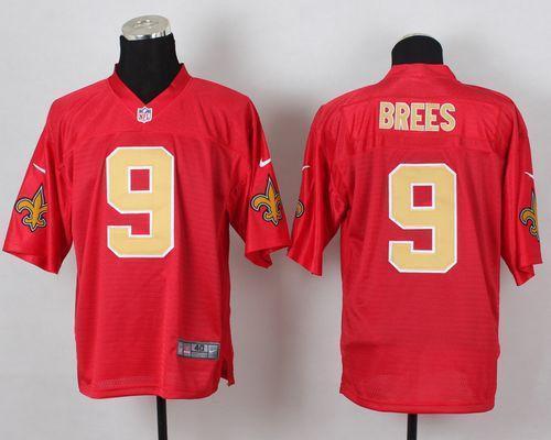 Nike Saints #9 Drew Brees Red Stitched NFL Elite QB Practice Jersey