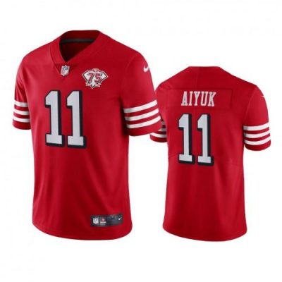 Nike San Francisco 49ers #11 Brandon Aiyuk Red Rush 75th Anniversary Stitched NFL Vapor Untouchable Limited Jersey