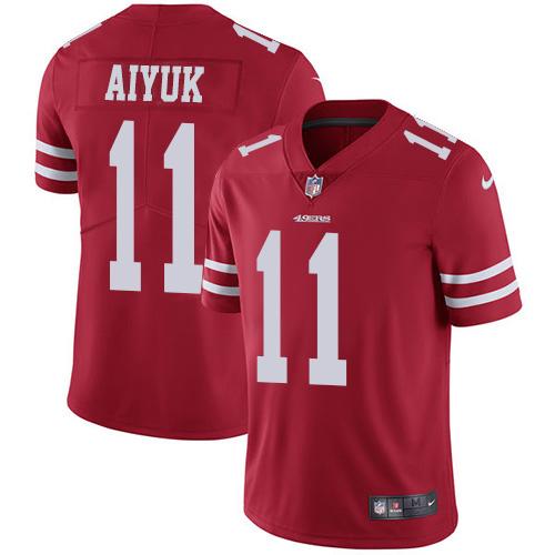 Nike San Francisco 49ers #11 Brandon Aiyuk Red Team Color Stitched NFL Vapor Untouchable Limited Jersey