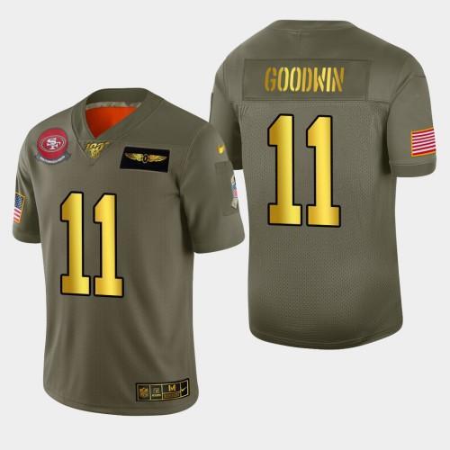 Nike San Francisco 49ers #11 Marquise Goodwin Olive Gold 2019 Salute to Service NFL 100 Limited Jersey