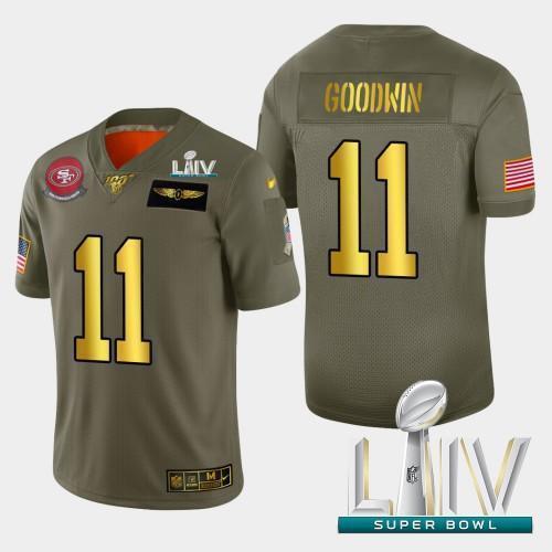 Nike San Francisco 49ers #11 Marquise Goodwin Olive Gold Super Bowl LIV 2020 2019 Salute to Service NFL 100 Limited Jersey