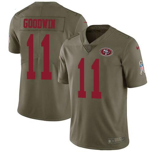 Nike San Francisco 49ers #11 Marquise Goodwin Olive Stitched NFL Limited 2017 Salute To Service Jersey