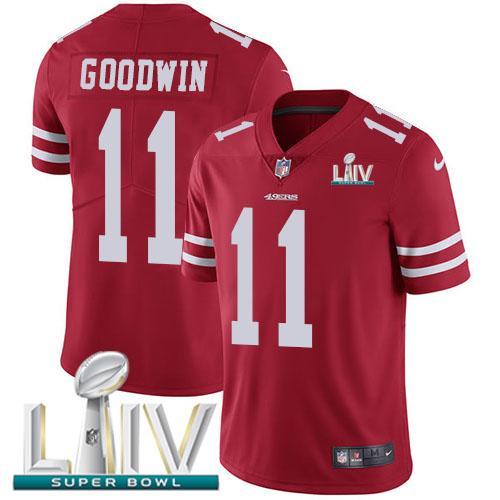 Nike San Francisco 49ers #11 Marquise Goodwin Red Super Bowl LIV 2020 Team Color Stitched NFL Vapor Untouchable Limited Jersey