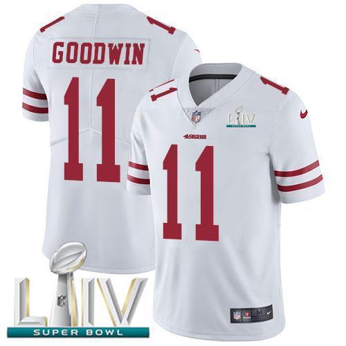 Nike San Francisco 49ers #11 Marquise Goodwin White Super Bowl LIV 2020 Stitched NFL Vapor Untouchable Limited Jersey