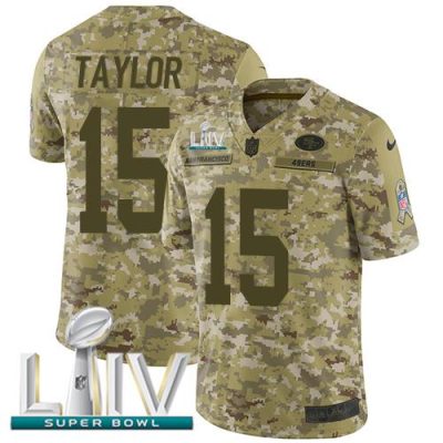 Nike San Francisco 49ers #15 Trent Taylor Camo Super Bowl LIV 2020 Stitched NFL Limited 2018 Salute To Service Jersey
