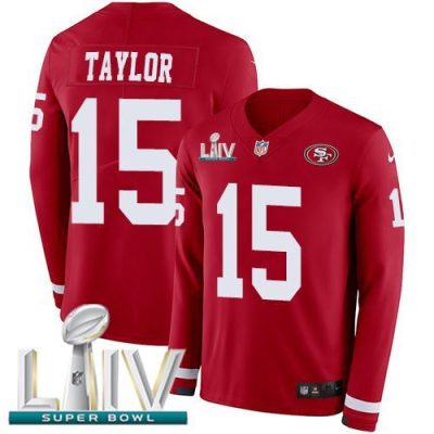 Nike San Francisco 49ers #15 Trent Taylor Red Super Bowl LIV 2020 Team Color Stitched NFL Limited Therma Long Sleeve Jersey