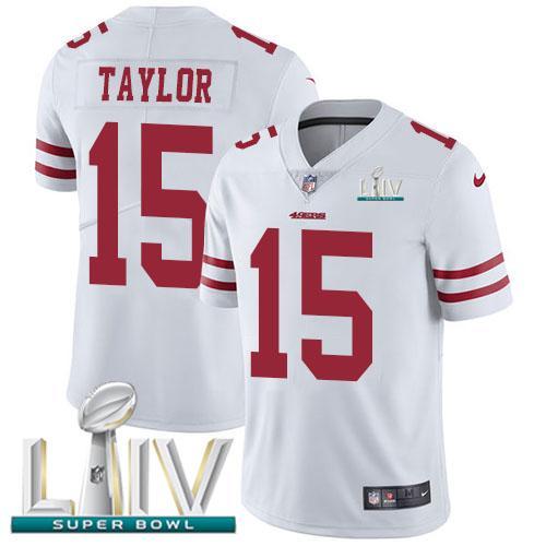 Nike San Francisco 49ers #15 Trent Taylor White Super Bowl LIV 2020 Stitched NFL Vapor Untouchable Limited Jersey