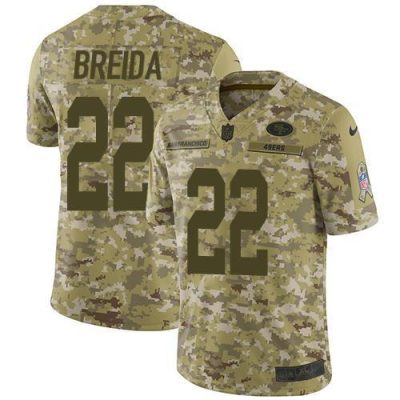 Nike San Francisco 49ers #22 Matt Breida Camo Stitched NFL Limited 2018 Salute To Service Jersey