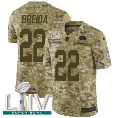 Nike San Francisco 49ers #22 Matt Breida Camo Super Bowl LIV 2020 Stitched NFL Limited 2018 Salute To Service Jersey